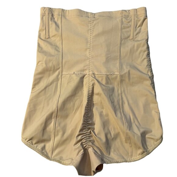 High-Waisted Beige Shapewear Shorts With Hook & Eye Closure Made In China Size L - Picture 1 of 3